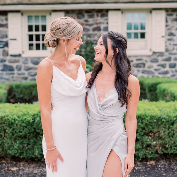 bridesmaid dresses fame and partners Short Sleeves Chest Tie A-line Velvet Bridesmaid Dresses, Burnt_Orange main image 1